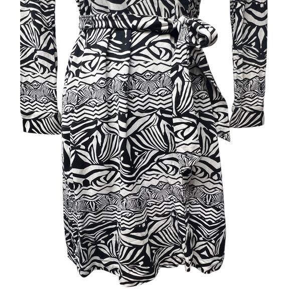 Diane von Furstenberg Jeanne Silk Wrap Dress Zebra Tattoo Black Cream Size Small - Picture 3 of 10